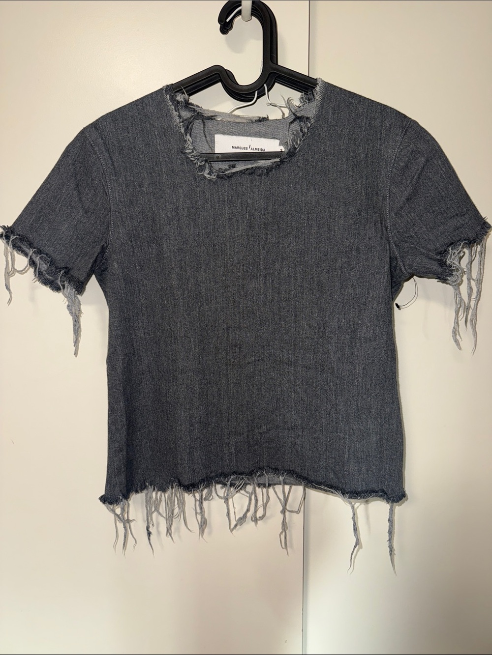 Washed Charcoal Distressed Short-Sleeve Tee by Marques’ Almeida